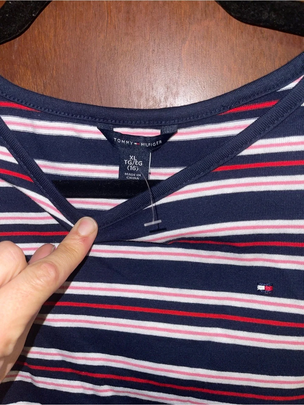 Tommy Hilfiger Navy, White & Red Striped Kids Casual Dress